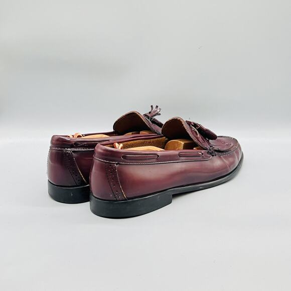 GH Bass & Co Shoes Mens 12 Red Leather Kiltie Tassel Loafers Slip On Vtg USA main image 11